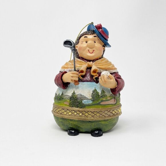 Christmas Ornament Lady Woman Golfer Grandma Fat Golf Large Landscape Granny Old - Picture 1 of 8
